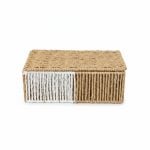 Panier en corde de paille bicolore 26x15x10 cm avec couvercle