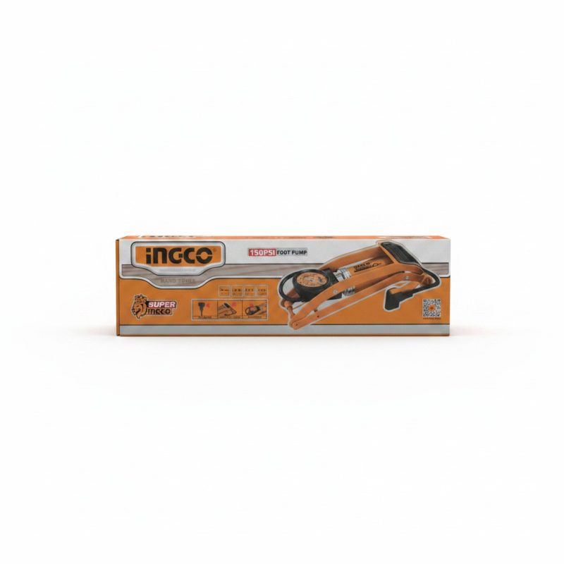 Pompe à Pied 150PSI avec Manomètre et Adaptateurs Ingco