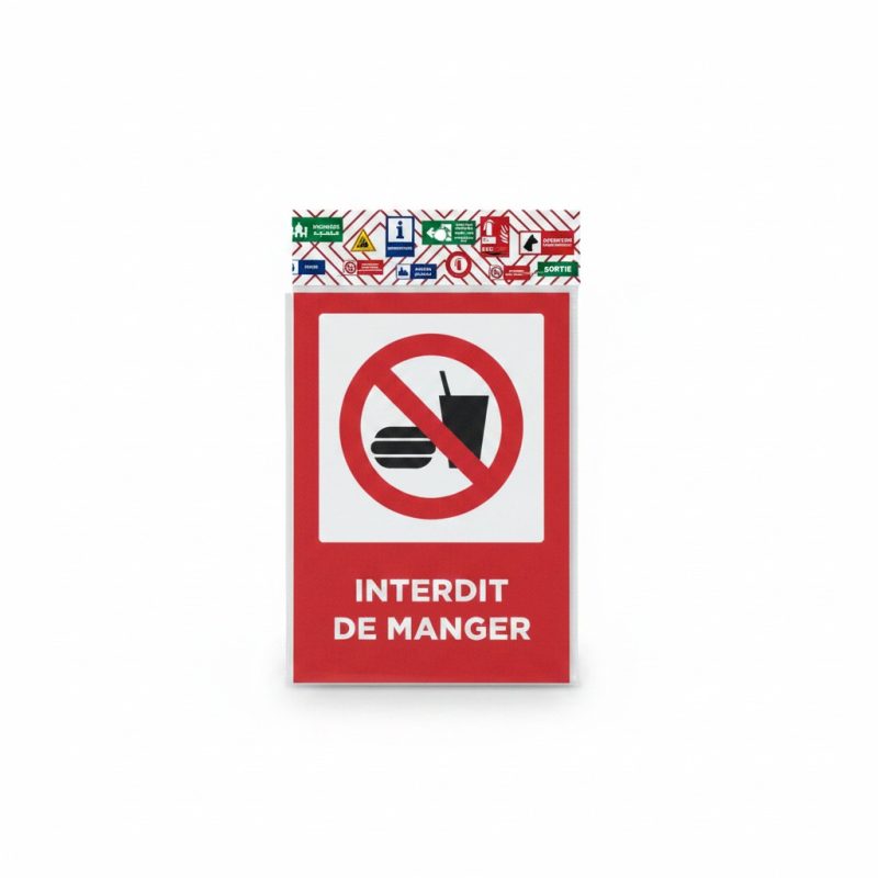 Plaque de signalisation Interdit de Manger  Rouge et Blanc
