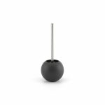 Brosse Toilette en Céramique Noire et Inox Design Sphérique