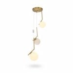 Suspension Lido 3L design en métal doré et verre opale