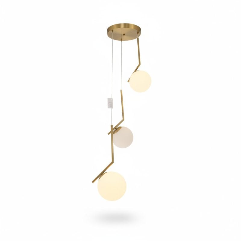 Suspension Lido 3L design en métal doré et verre opale
