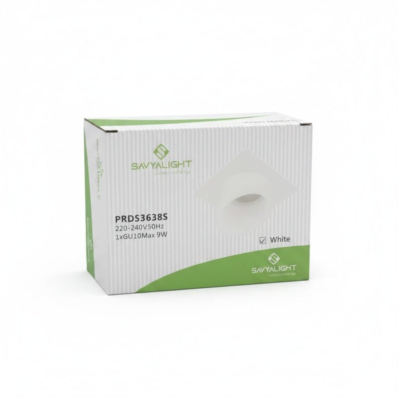 Spot Carré Encastrable GU10 Blanc PRDS3638S  Savyalight