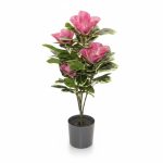 Plante Artificielle Magnolia Rose en Pot Gris