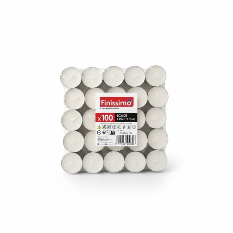 100 Bougies ChauffePlat Blanches 4H Finissimo