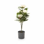 Plante Artificielle Magnolia Blanc en Pot Gris
