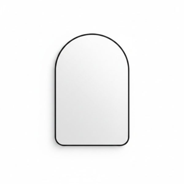 Miroir mural arche 60x80 cm avec cadre noir pour salle de bain