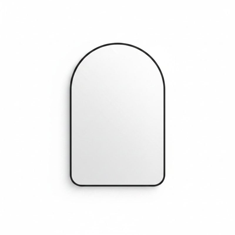 9806211 Miroir mural arche 60x80 cm avec cadre noir pour salle de bain