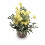 Plante artificielle jaune en pot décoratif cannelé