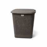Panier à Linge Tressé 60L Gris avec Couvercle