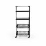Étagère Multifonctionnelle Noire 4 Niveaux 123 cm