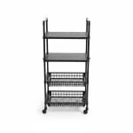 Étagère Multifonctionnelle Noire 4 Niveaux 123 cm