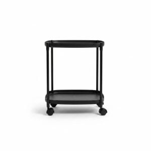 Étagère de chevet mobile 2 niveaux PVC noir 39x39x45cm