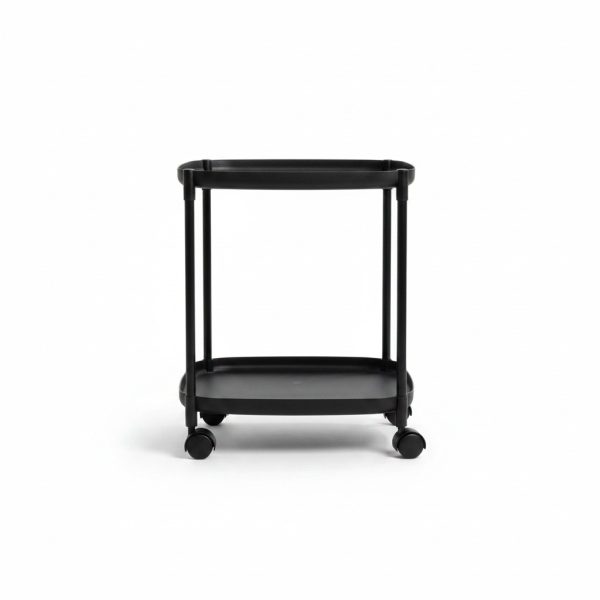 Étagère de chevet mobile 2 niveaux PVC noir 39x39x45cm