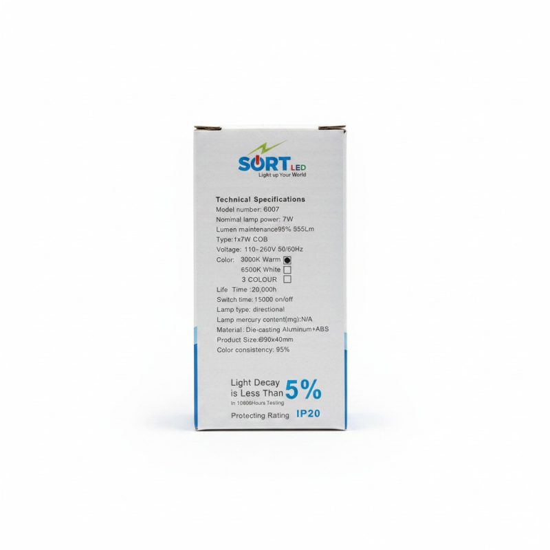 Spot LED Encastrable COB 7W 3000K Blanc Chaud SORTLED