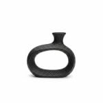 Vase Céramique Noir Forme Donut Texturé H. 15.5 cm