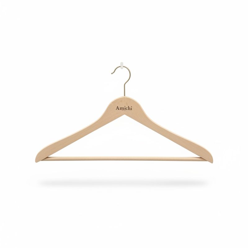 Cintre en Bois Amichi avec Barre Pantalon Antidérapante