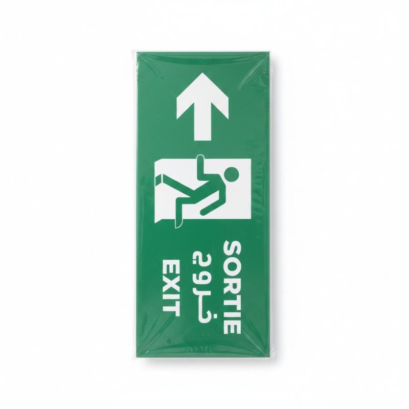 9737391 Panneau Signalétique Sortie / Exit Trilingue Flèche Haut/Bas
