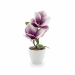 Fleur Artificielle Magnolia Violet & Blanc en Pot