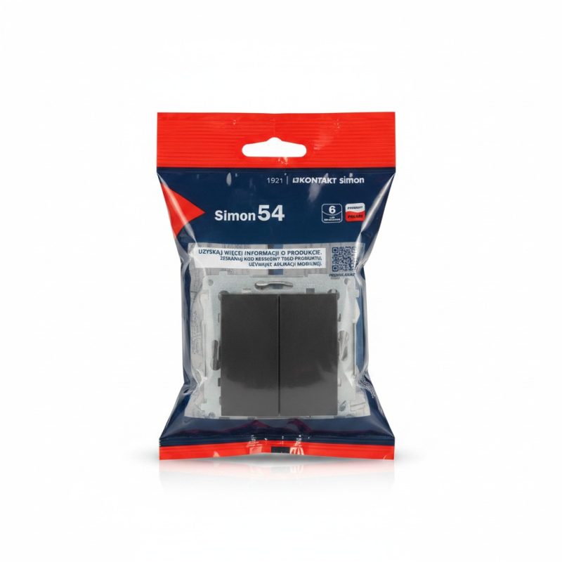 Double interrupteur vaetvient Simon 54 16AX Noir Mat