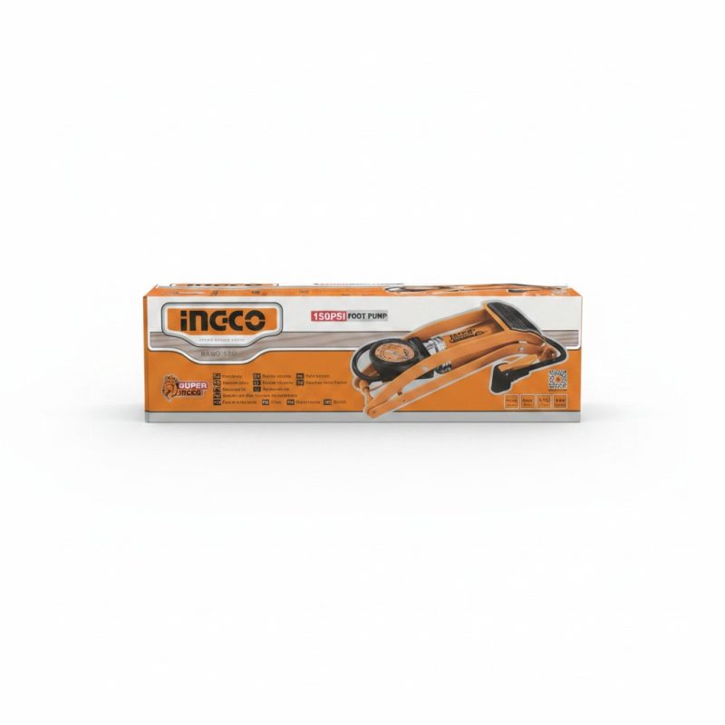 Pompe à Pied 150PSI avec Manomètre et Adaptateurs Ingco