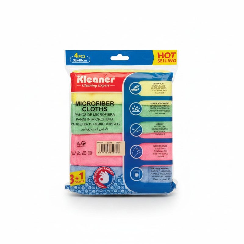 Set 4 Chiffons Microfibre 38x40 cm Kleaner