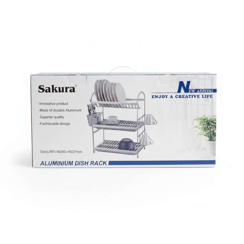 9380451 Égouttoir à Vaisselle 3 Niveaux en Aluminium Sakura