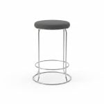 Chaise tabouret en métal avec assise rembourrée grise