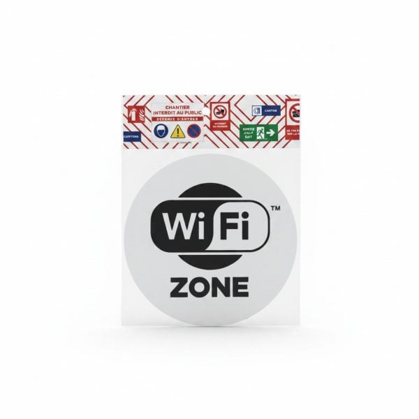 Autocollant Signalétique Rond Wi-Fi Zone