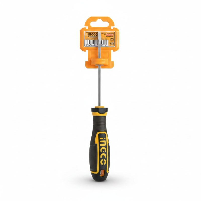 Tournevis plat Ingco 4x100mm, manche bimatière S2