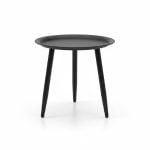 Table ronde d'appoint en métal noir avec plateau à rebord