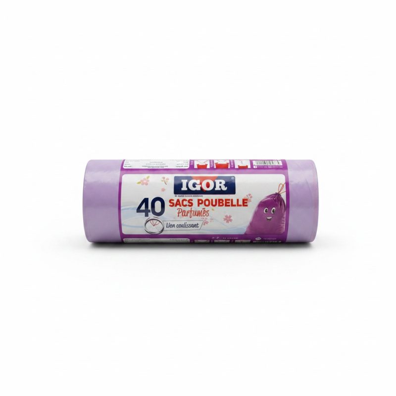 40 Sacs Poubelle Parfumés 30L avec Lien Coulissant IGOR