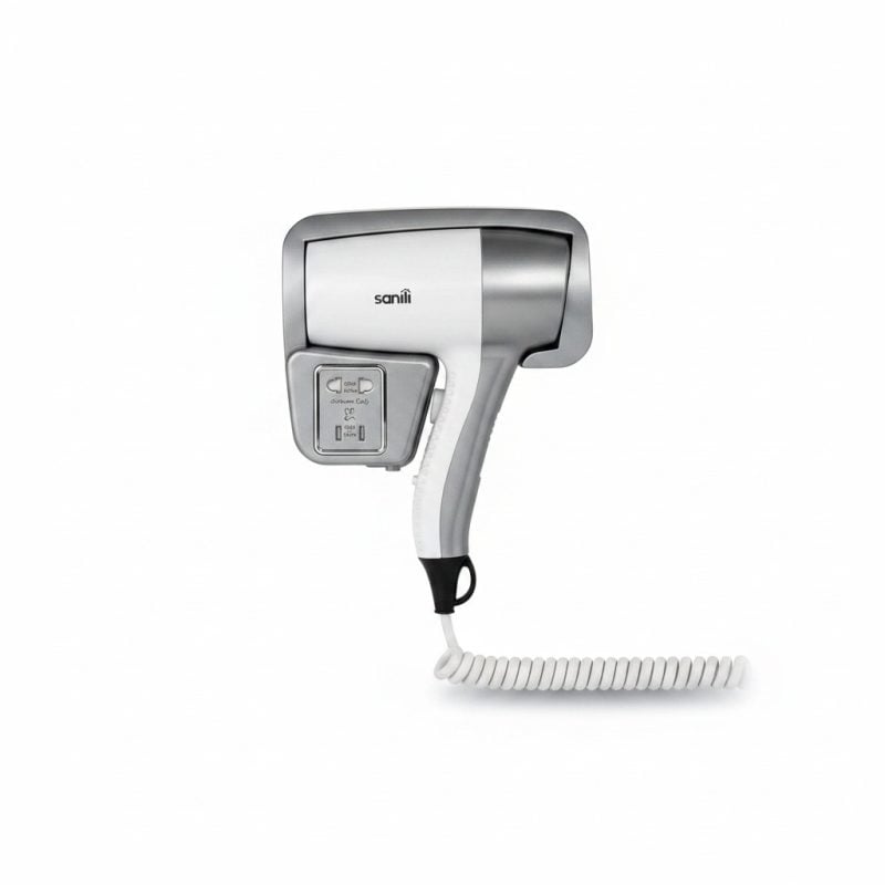 9741151 Sèchecheveux mural Sanili ABS Silver & Blanc avec prise