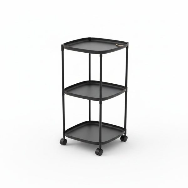 Étagère de chevet 3 niveaux PVC noir 39x39x64cm