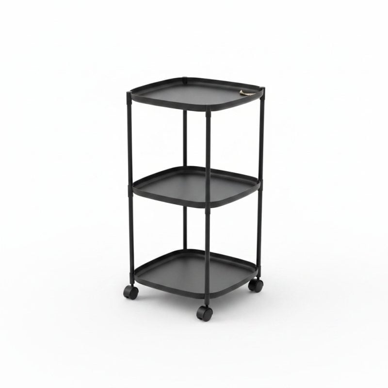 Étagère de chevet 3 niveaux PVC noir 39x39x64cm