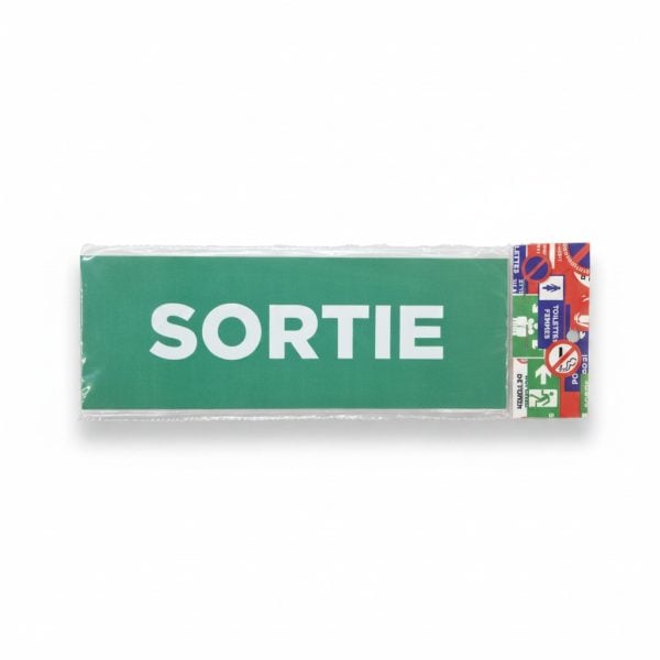 Plaque de signalisation SORTIE adhésive verte