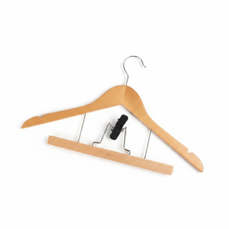 Cintre en Bois avec Pinces pour Jupe et Pantalon