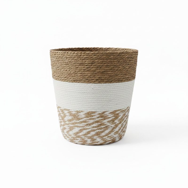 Panier Rond en Paille avec Couvercle 37x37 cm