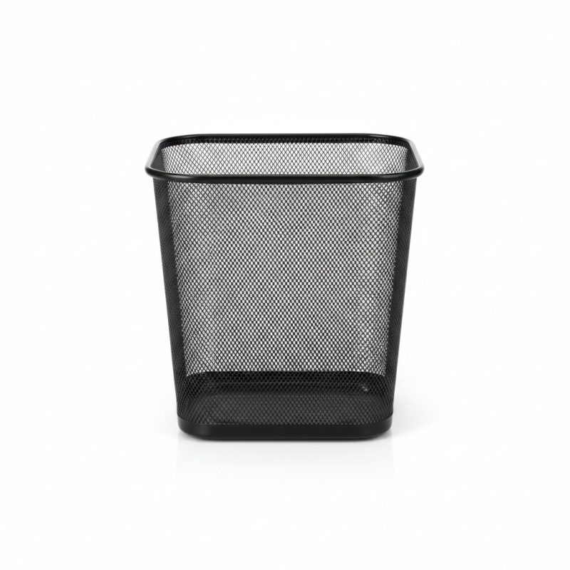 9751071 Poubelle Rectangulaire Métal Noir Maille 29.5x31 cm