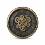 Horloge Murale Industrielle 40 cm à Engrenages Dorés