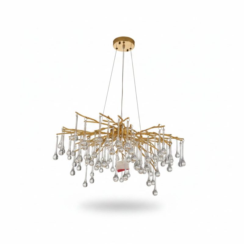 Suspension Brillance Aluminium/Crystal G9 220V Doré