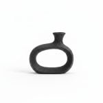 Vase Céramique Noir Forme Donut Texturé H. 15.5 cm