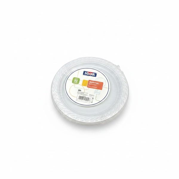 20 Assiettes en plastique jetables Ø17cm IGOR