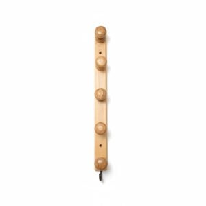 Patère murale en bois naturel 5 têtes de rangement