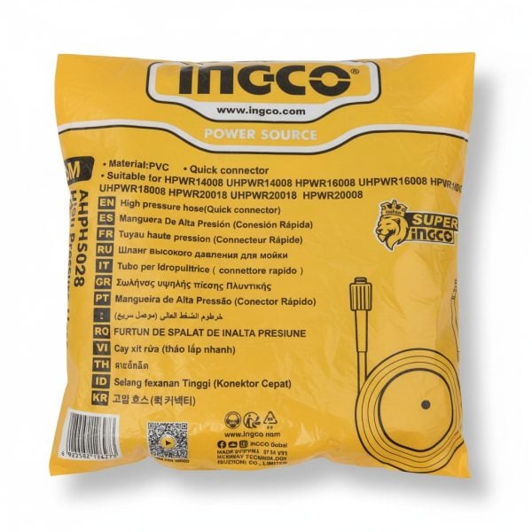 Tuyau haute pression INGCO 5m avec connecteur rapide AMPH5028