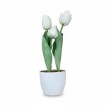 Plante Artificielle Tulipes Blanches en Pot Décoratif