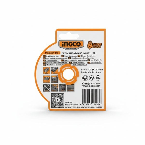 Disque Diamant Universel 115mm Sec & Eau INGCO DMD01152