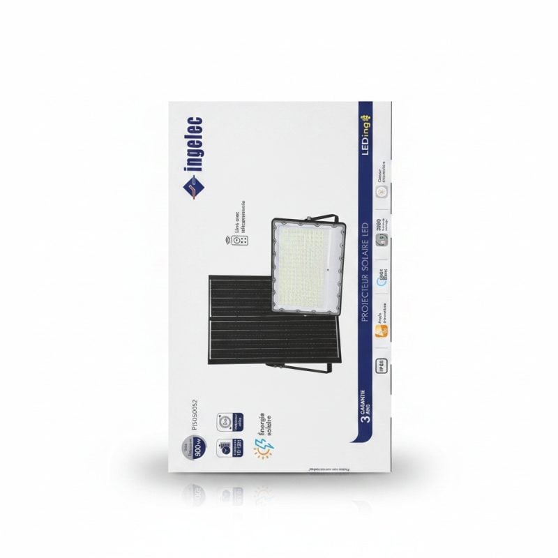 Projecteur LED Solaire 500W avec télécommande Ingelec
