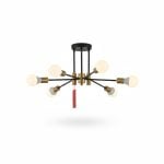 Suspension Star 6 Lampes Métal Noir et Or E27