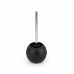 Brosse Toilette en Céramique Noire et Inox Design Sphérique